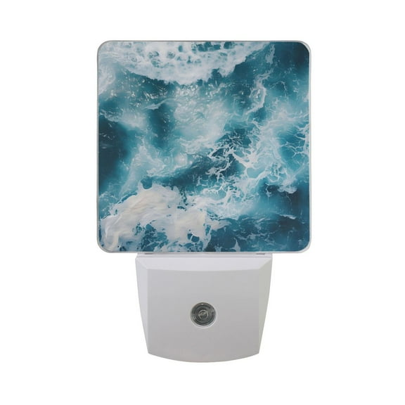 Ocean and Wave Night Light 2 Pack LED Nightlight Plug into Wall Dusk to Dawn Sensor Soft White