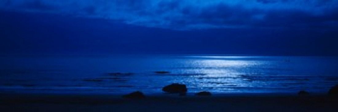 Ocean at night Bandon State Natural Area Bandon Coos County Oregon USA Canvas Art - Panoramic Images (18 x 6)