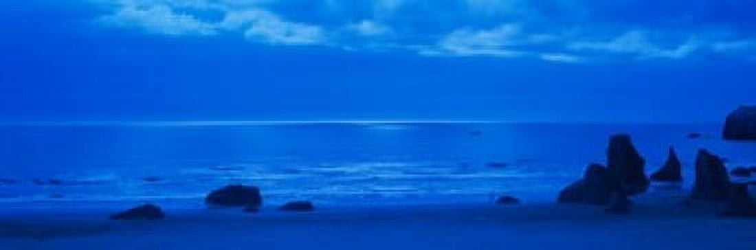 Ocean at night Bandon State Natural Area Bandon Coos County Oregon USA Canvas Art - Panoramic Images (18 x 6)