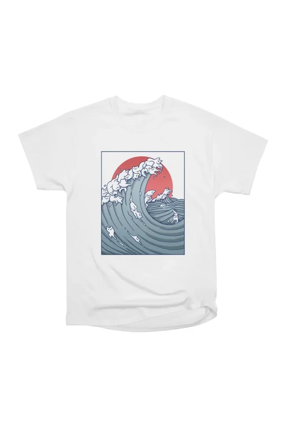 Ocean cat waves T-Shirt Tee Gift For Him Merch For Her Apparel For Friend