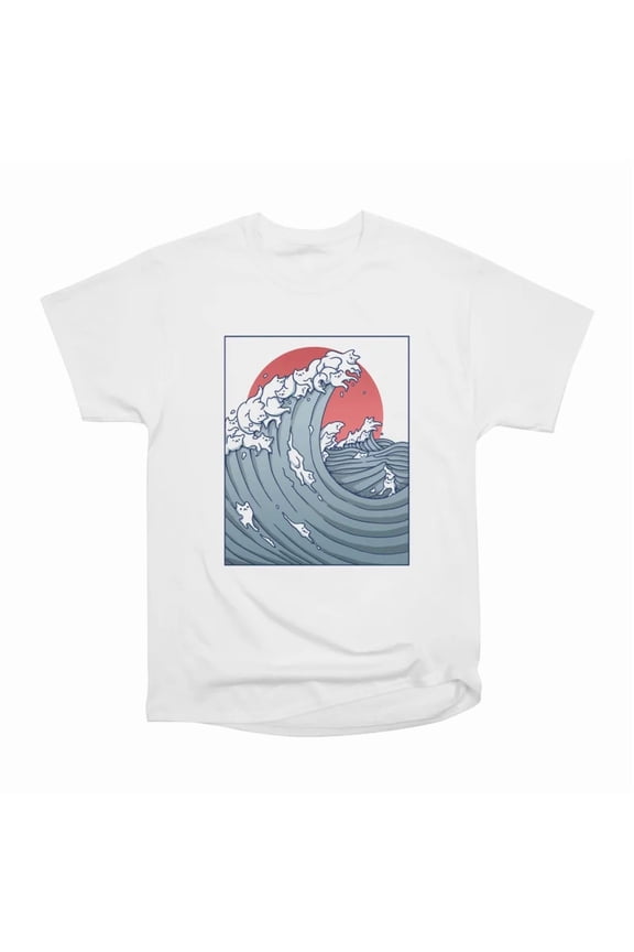 Ocean cat waves T-Shirt Tee Gift For Him Merch For Her Apparel For Friend