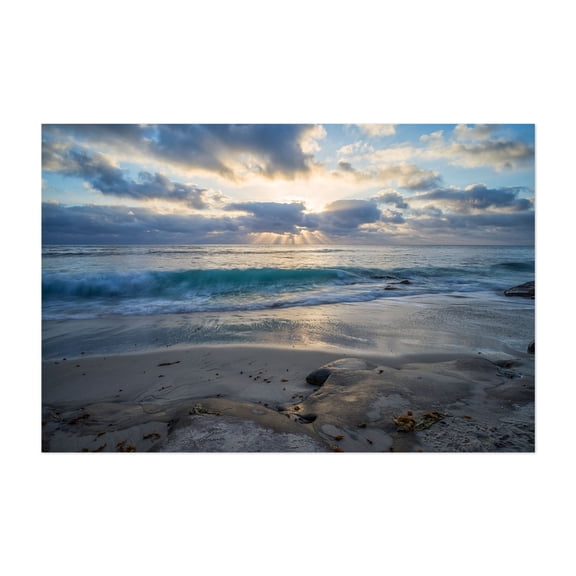 Ocean's Calm Embrace - San Diego California Photography Beach Sunset Ocean Coast Waves Seascape Scenic Unframed Wall Art Print 4 x 6 inches