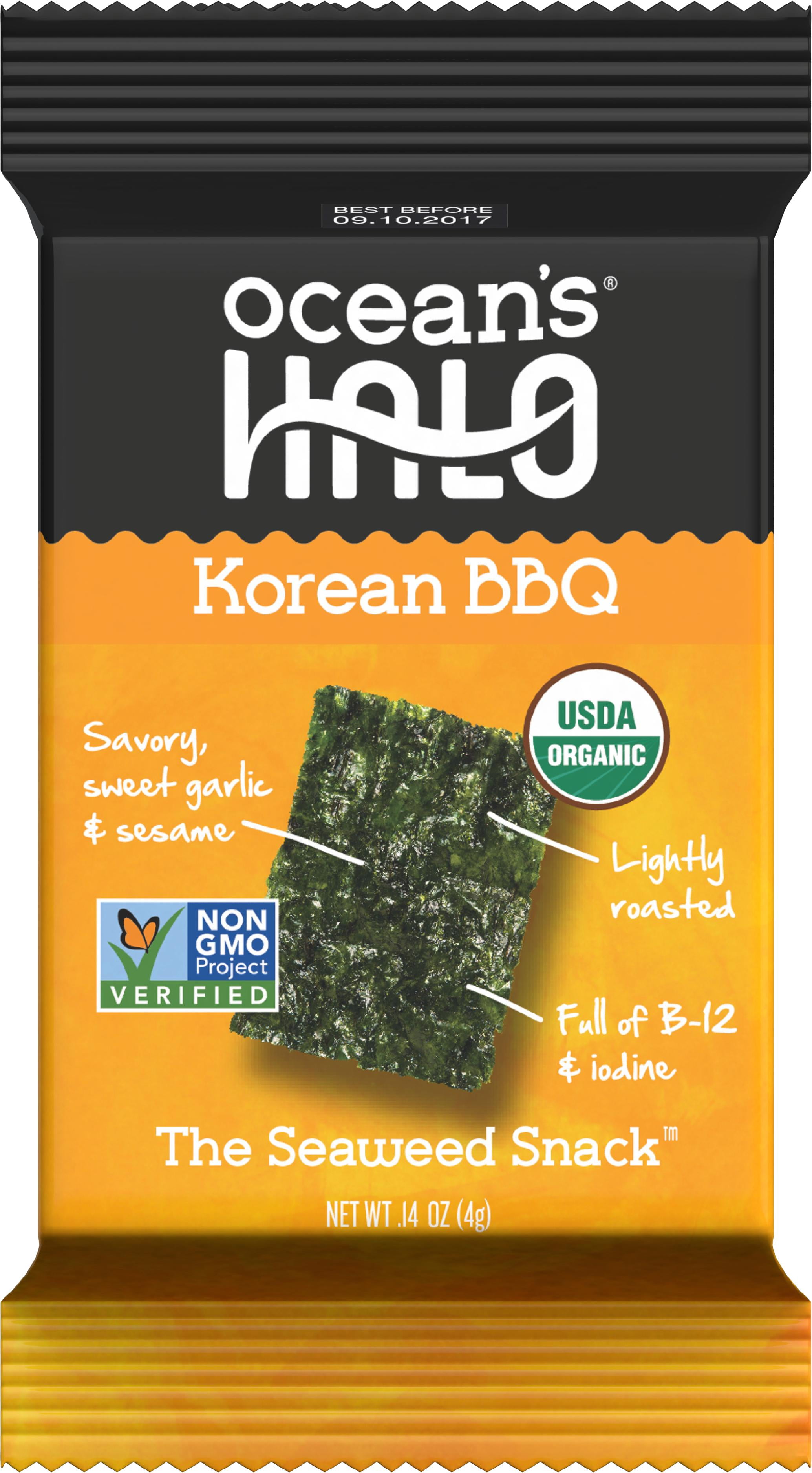 Ocean's Halo Organic Korean BBQ Seaweed Snack, .14 oz.