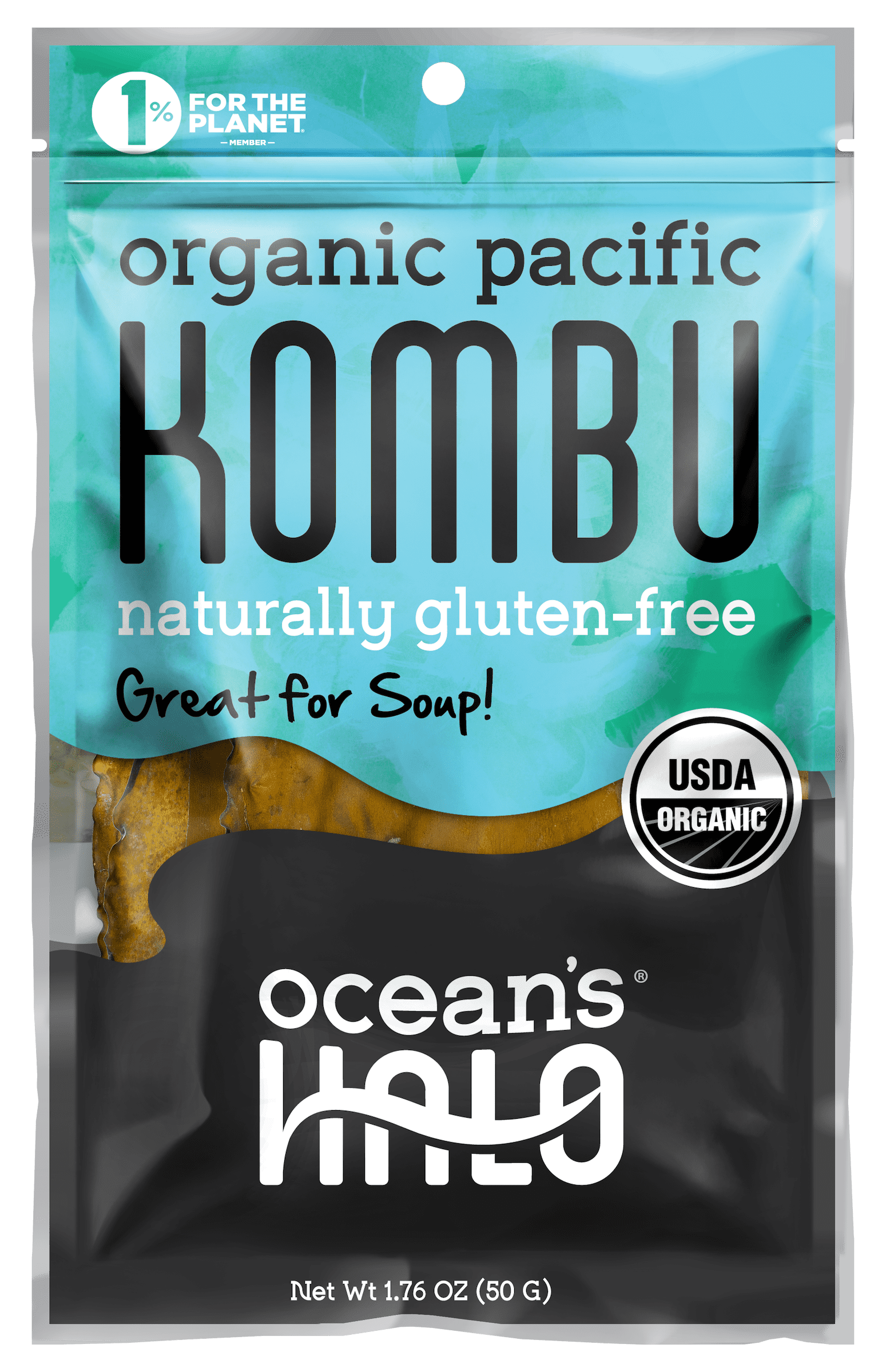 Ocean's Halo Organic Pacific Kombu Seaweed, Great for Miso Soup, Shelf-Stable Dried, 1.76 Ounces