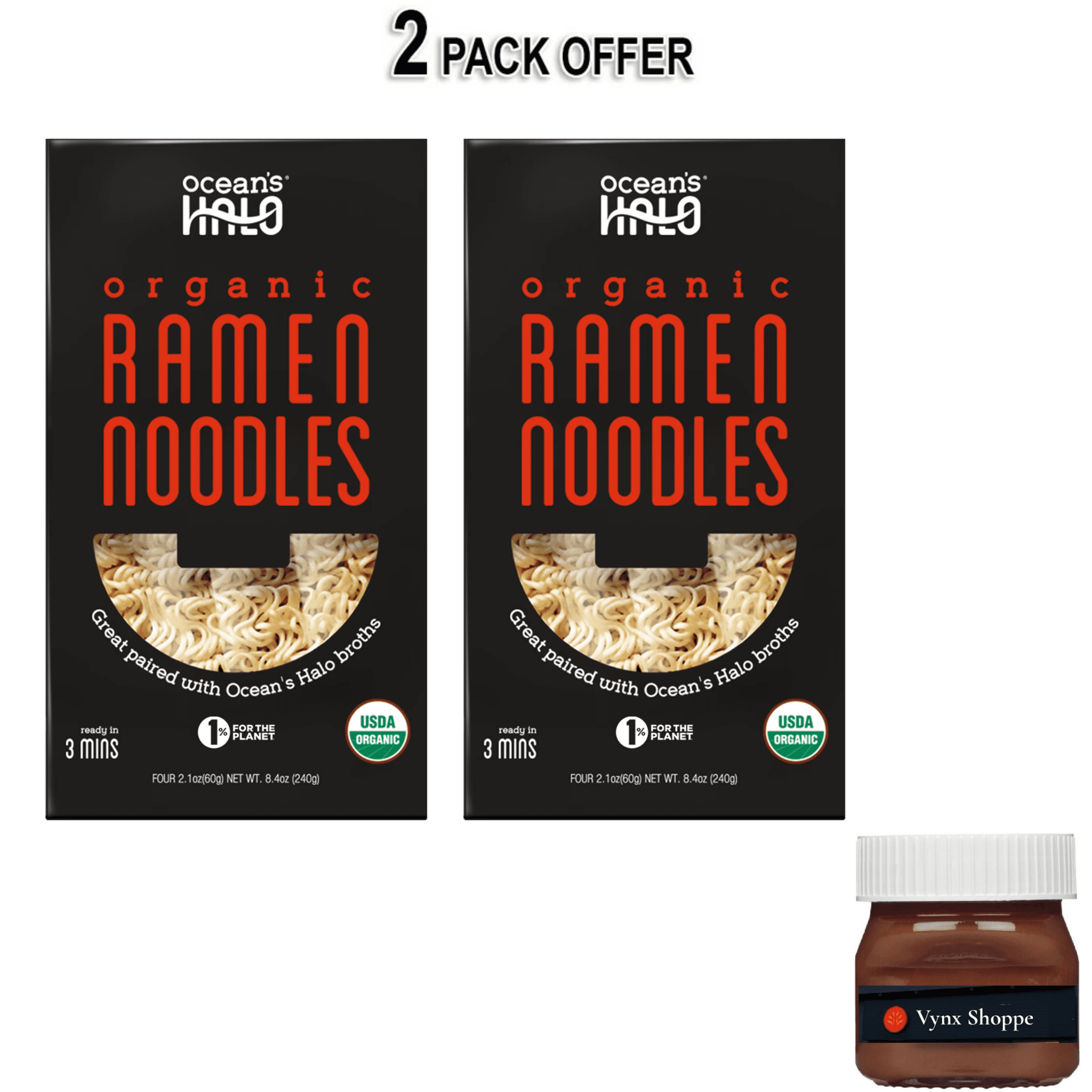 Ocean's Halo, Organic Ramen Noodles, Vegan, USDA Organic, Fast and Easy, 8.4 oz