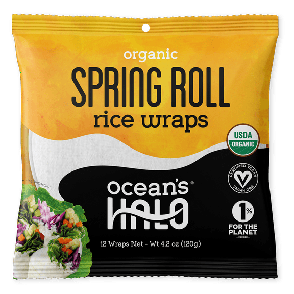 Ocean's Halo Organic Spring Roll Rice Paper Wrap, Shelf-Stable, 4.2 oz