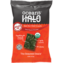 Ocean's Halo, Organic Trayless Seaweed Snack, Red Hot Chili Crunch, Vegan, No Plastic Tray, Shelf-Stable Nori, 0.14 oz