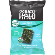 Ocean's Halo, Organic Trayless Seaweed Snack, Sea Salt, Vegan, No Plastic Tray, 1pk Nori, Shelf-Stable, 0.14 oz