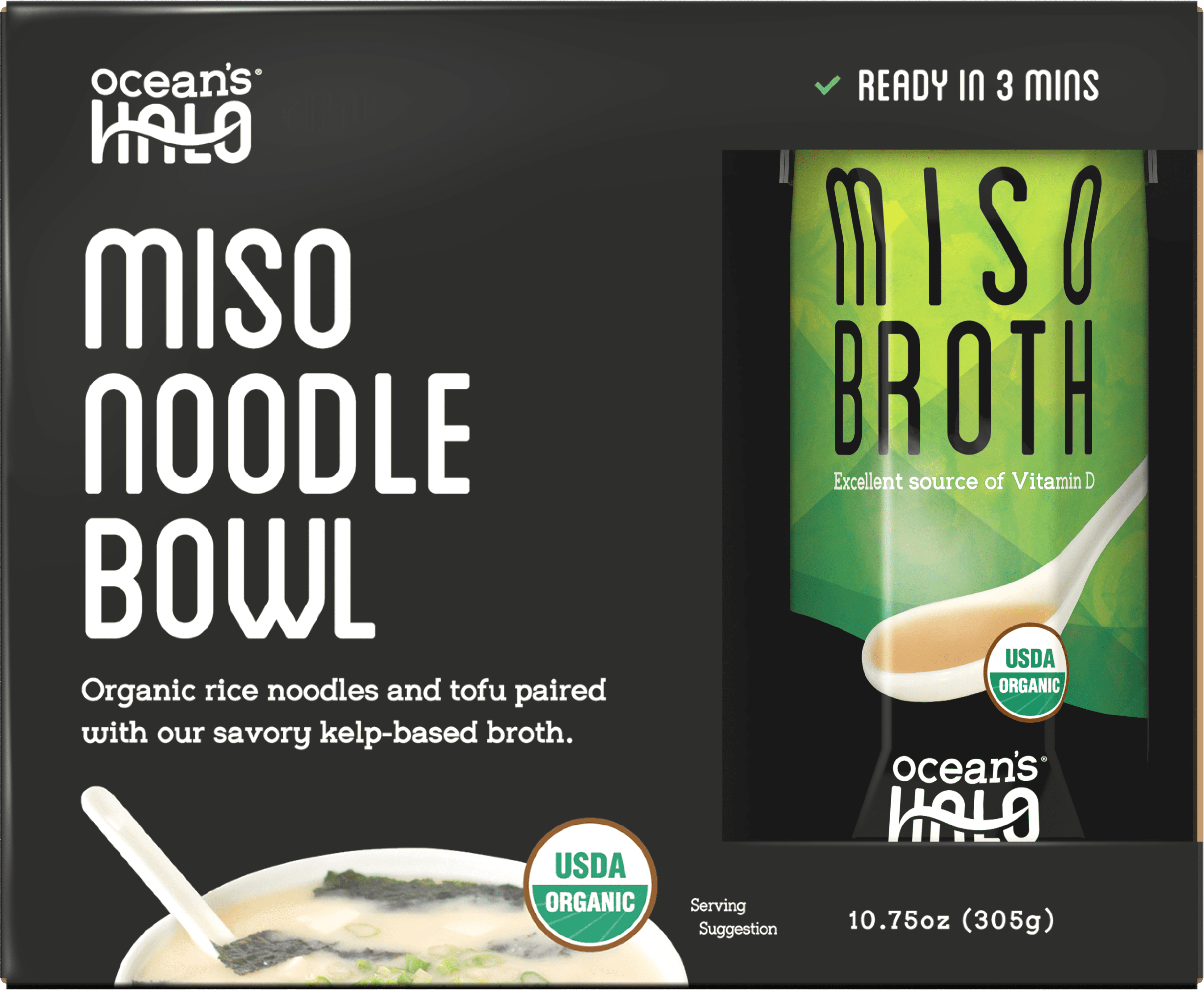 Ocean's Halo Organic and Vegan Miso Noodle Bowl, 10.75 oz.