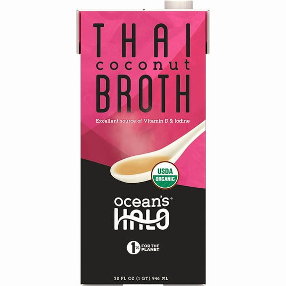 Ocean's Halo, Organic and Vegan Thai Coconut Broth, Shelf-Stable, Contains Coconut, 32 oz.