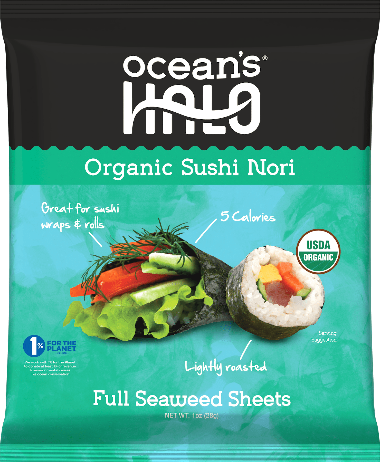 Ocean's Halo, Sushi Nori Seaweed, Organic, Vegan, Perfect Paper for