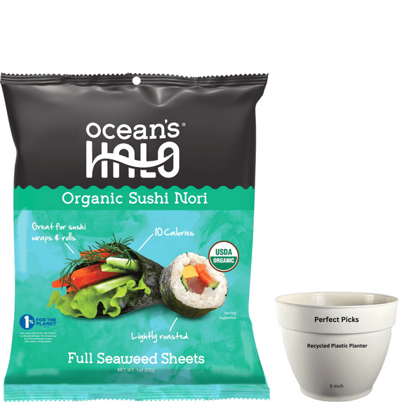 Ocean's Halo, Sushi Nori Seaweed, Organic, Vegan, Perfect Paper for Wraps, Shelf-Stable, 1 oz.