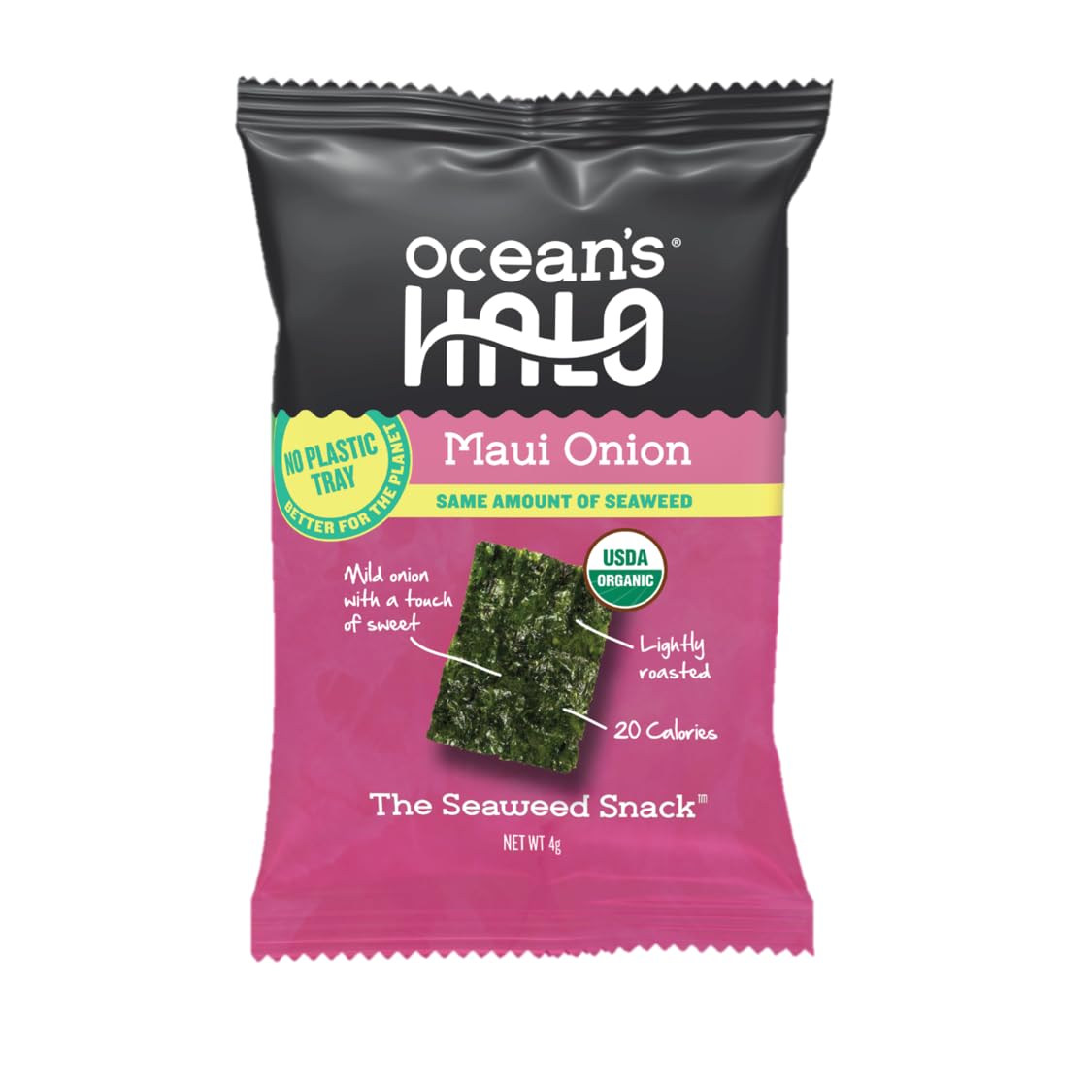 Ocean's Halo Trayless Maui Onion Seaweed Snack, Case of 20