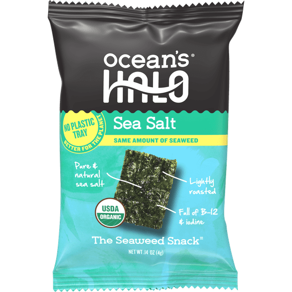 Ocean's Halo Trayless Seaweed Snacks (Sea Salt) 1 case of 20 Units