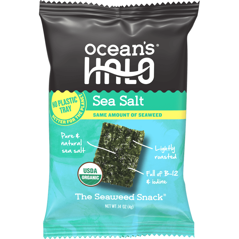 Ocean s Halo Trayless Seaweed Snacks Sea Salt 1 Case of 20 Units No Plastic Tray