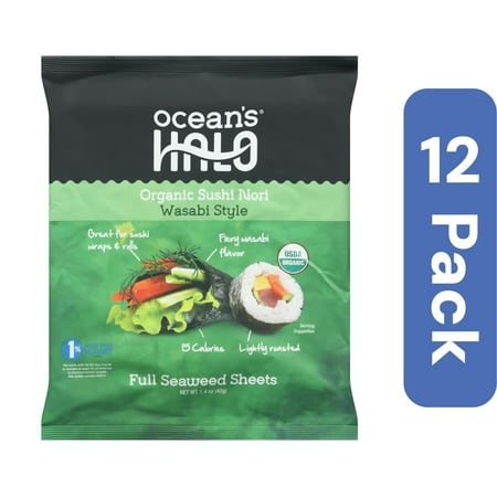 Ocean's Halo Wasabi Style Sushi Nori 1 oz (Pack Of 12)