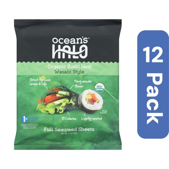 Ocean's Halo Wasabi Style Sushi Nori 1 oz (Pack Of 12)