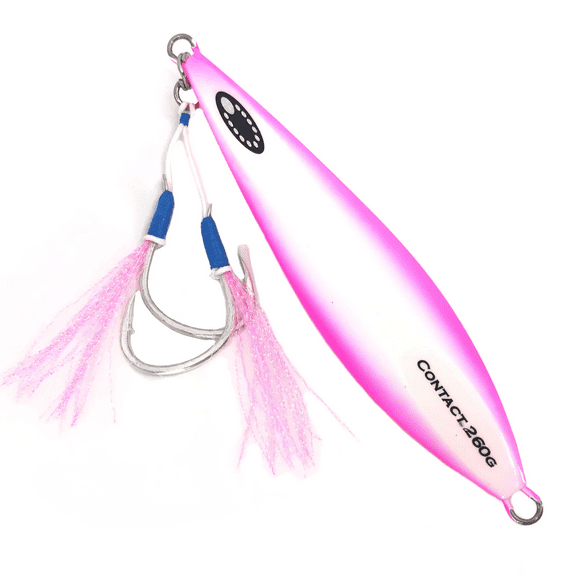 Ocean's Legacy Hybrid Contact Jig 200G Colour #8 Rigged, Pink Glow