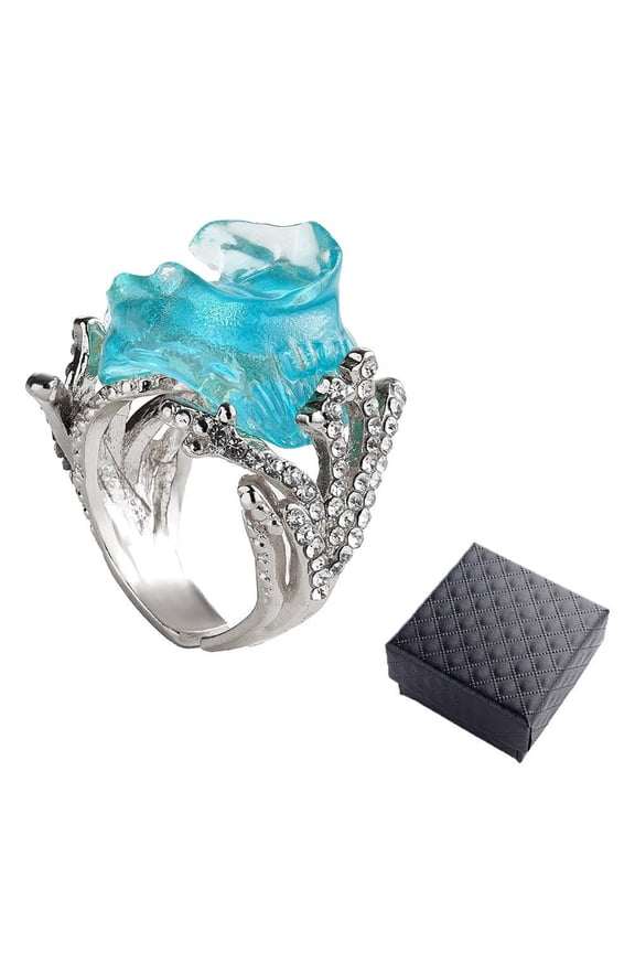 Ocean's Oath Jewelry Set, Boho Blue Ocean Wave Necklace Earring Rings Hot D6Y6