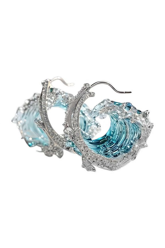 Jewelry Set, Oceans Oath Necklace, Adjustable Ocean Wave Necklace/Ring/Earring, Ocean Wave Earrings Rings Necklace Set