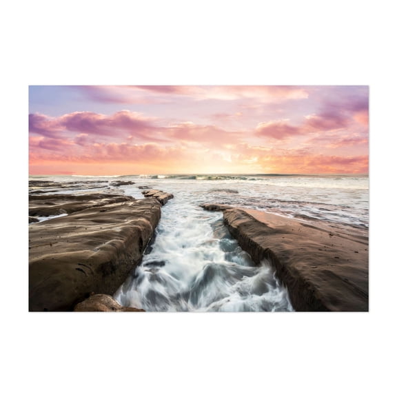 Ocean's Pathway - San Diego California Photography Ocean Sunset Coast Waves Beach Scenic Nature Unframed Wall Art Print 4 x 6 inches