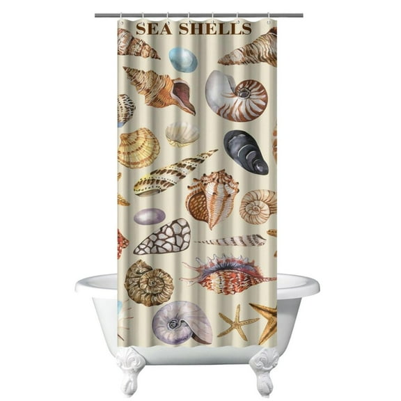 Ocean series Shower Curtain - Reusable Tropical Seashell Design, Hotel-Quality Fabric with Weighted Bottom,36x72in