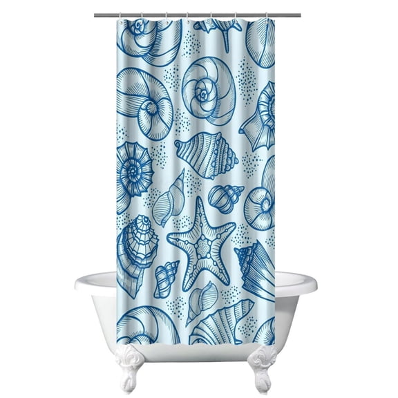 Ocean series Shower Curtain - Reusable Tropical Seashell Design, Hotel-Quality Fabric with Weighted Bottom,36x72in