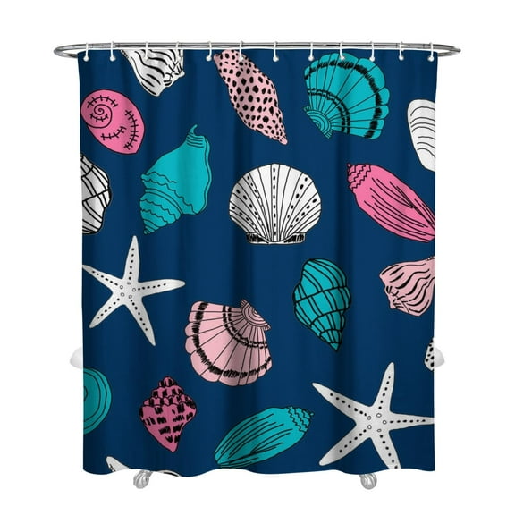 Ocean series Shower Curtain - Reusable Tropical Seashell Design, Hotel-Quality Fabric with Weighted Bottom,72x84in