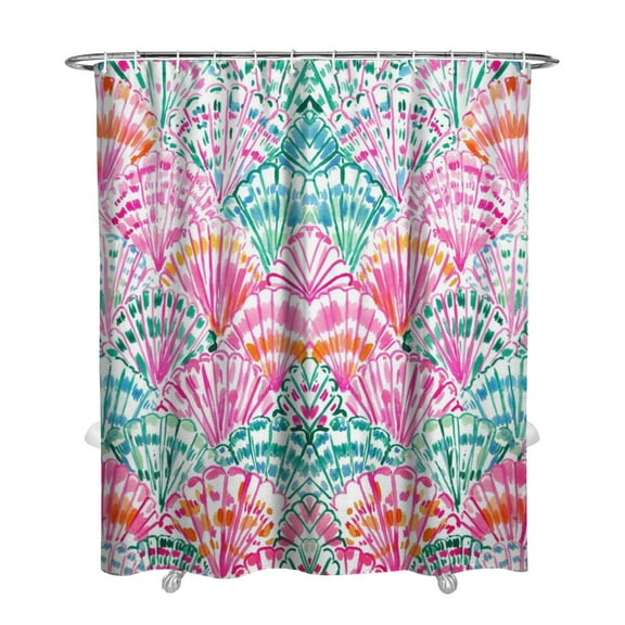 Ocean series Shower Curtain - Reusable Tropical Seashell Design, Hotel-Quality Fabric with Weighted Bottom,72x84in