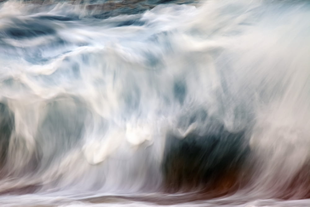 Ocean wave blurred by motion Hawaii United States of America Canvas Art - Vince Cavataio Design Pics (19 x 12)