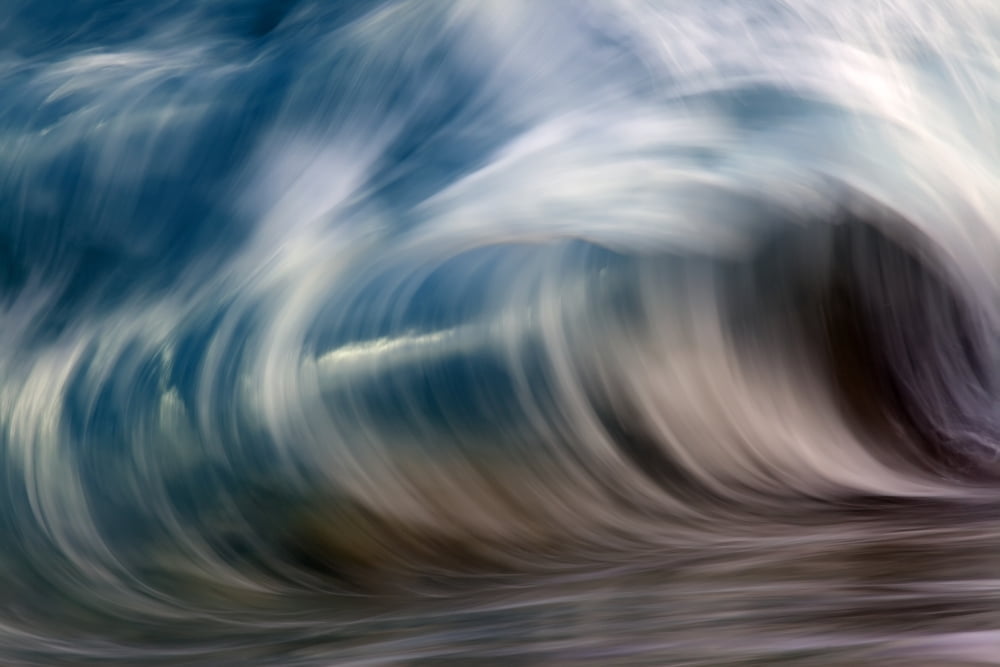 Ocean wave blurred by motion Hawaii United States of America Canvas Art - Vince Cavataio Design Pics (19 x 12)