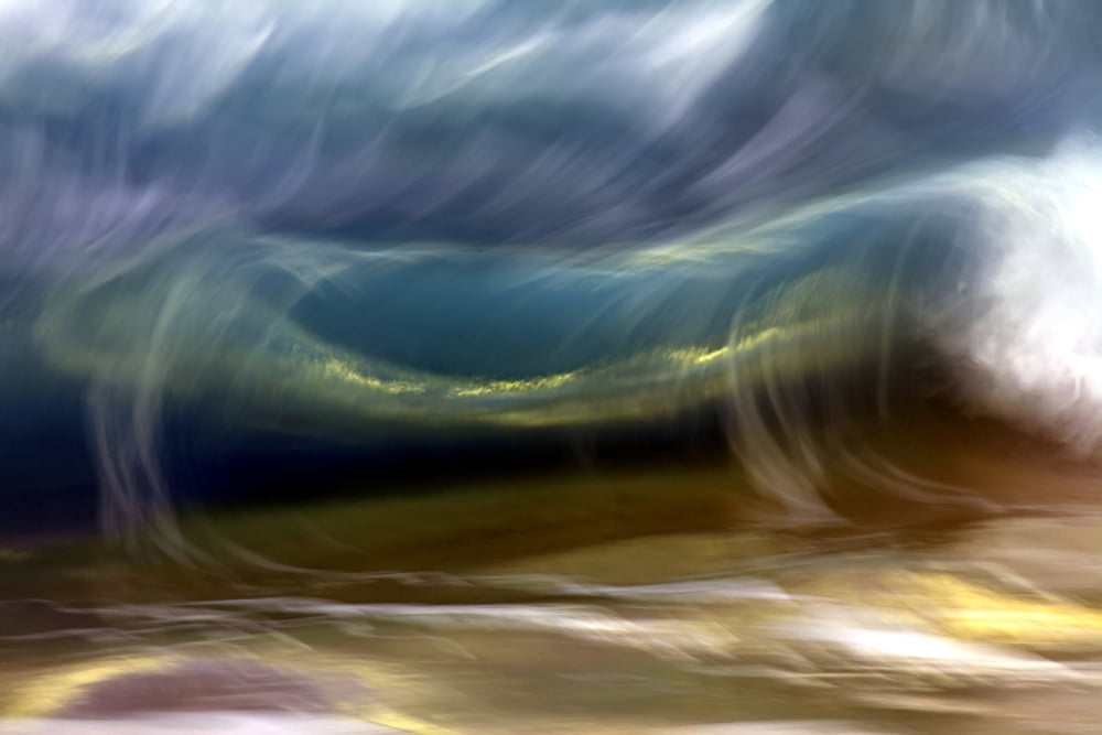 Ocean wave blurred by motion Hawaii United States of America Canvas Art - Vince Cavataio Design Pics (38 x 24)