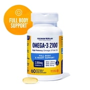 OceanBlue Omega-3 2100 Fish Oil, 60 Count, Triple Strength, Burpless, 30 Servings, Cardiovascular Support, Gluten-Free, Lactose-Free, No Mercury