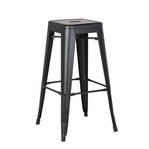 Backless Metal Barstool, Matte Black, 30 -inch, Set of 2