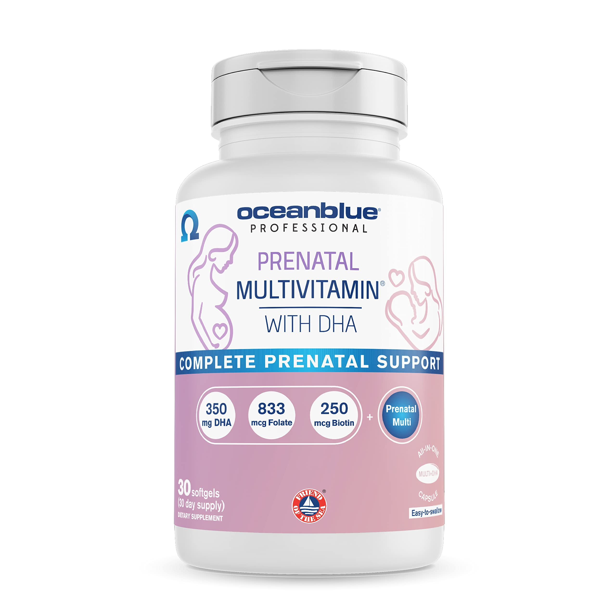 Oceanblue Prenatal Multivitamin with Omega 3 DHA Fish Oil for Pregnant