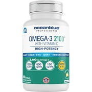 Oceanblue Professional Omega-3 2100 with Vitamin D, 60 Count, Triple Strength Burpless Fish Oil Supplement, Gluten-Free, Lactose-Free, No Artificial Ingredients, No Mercury