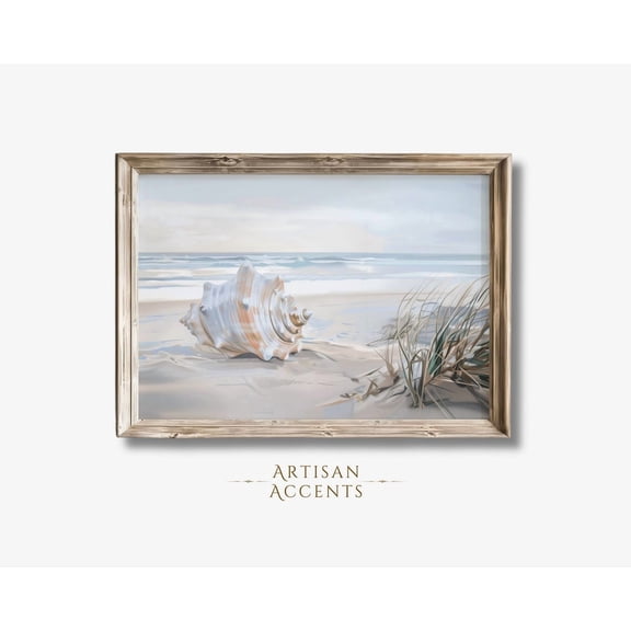 Oceanfront Shoreline Seashell Beach Coastal Summer Seascape Art Print Unframed Paper Print