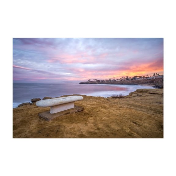 Oceanfront Sunrise Serenity - San Diego California Photography Sunset Coast Ocean Beach Landscape Surfboard Pastel Unframed Wall Art Print 4 x 6 inches
