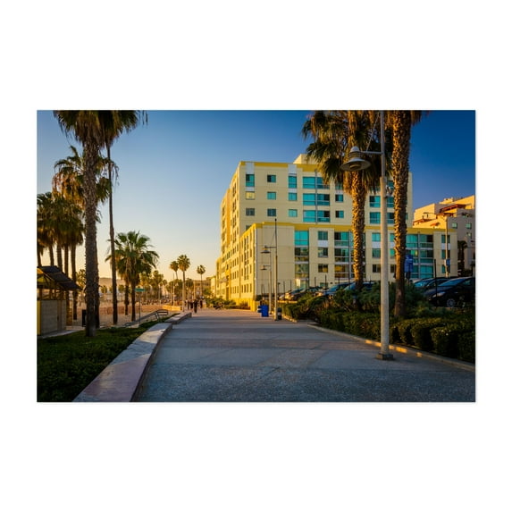 Oceanfront Walk - Santa Monica California Photography Palm Tree Beach Coastal Sunset Tropical Architecture Boardwalk Unframed Wall Art Print 4 x 6 inches