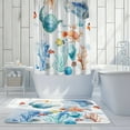 Oceanic Bliss Watercolor Sea Life Shower Curtain with Coral Reef