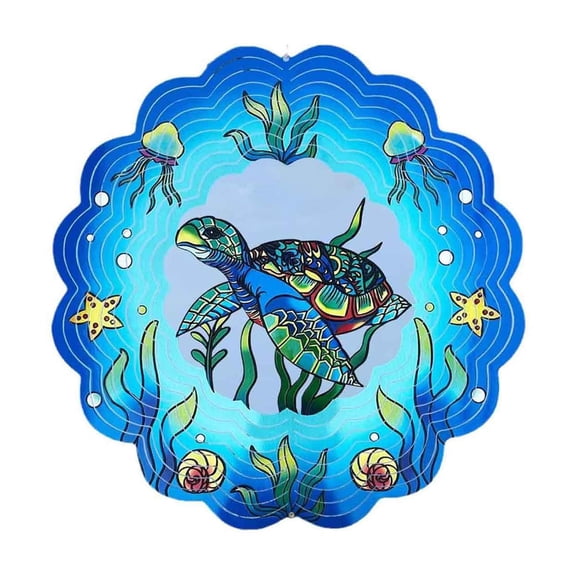Oceanic Charm Graceful Sea Turtle Wind Chime Metal Uniquely Designed Delicate Ornament Rotates Freely Produces Pleasant Sounds 30x30cm
