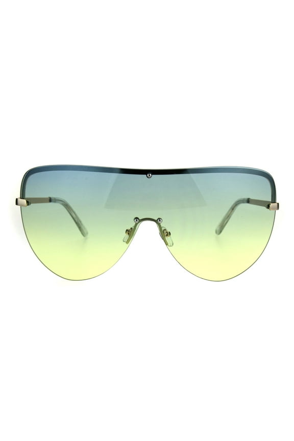 Oceanic Color Gradient Lens Oversize Shield Diva Racer Sunglasses Blue Yellow