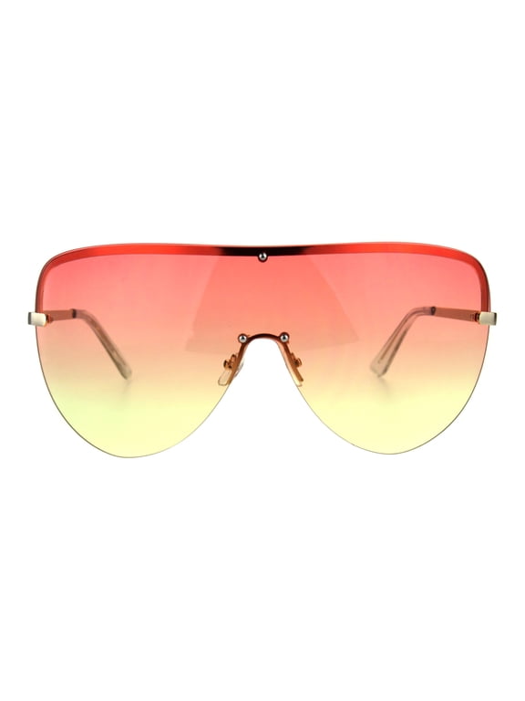 Oceanic Color Gradient Lens Oversize Shield Diva Racer Sunglasses Orange Yellow