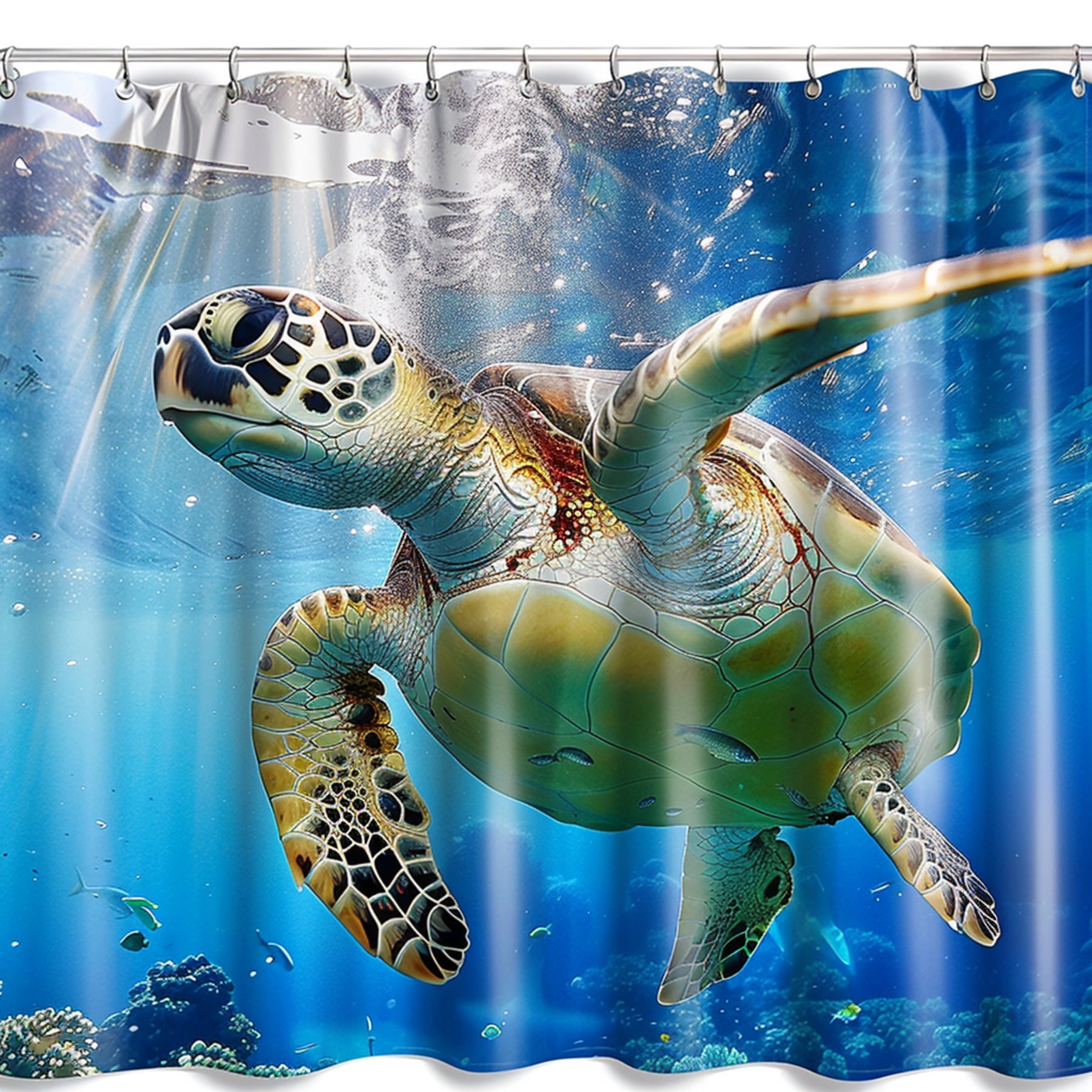 Oceanic Elegance Hyperrealistic Turtle Shower Curtain With Stunning