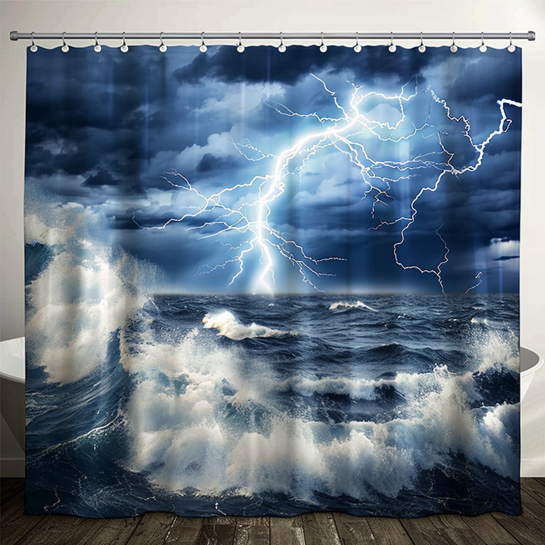Oceanic Fury Dramatic Storm Shower Curtain Transform Your Bathroom