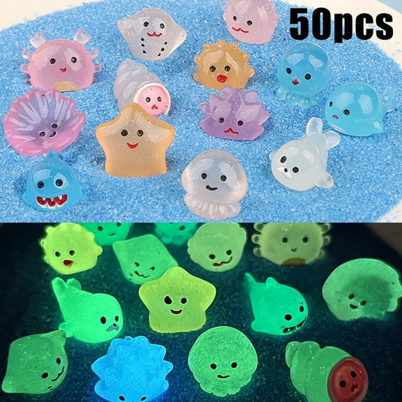 Oceanic Glow in the Dark Mini Resin Animal Sculptures Set of 50 Marine Decor