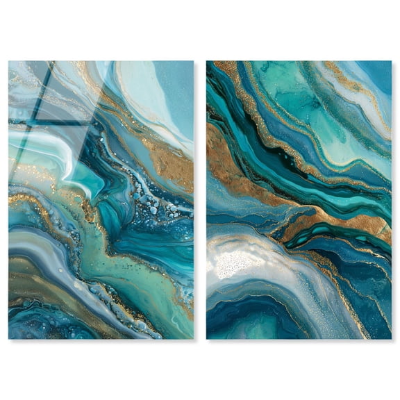Oceanic Gold Set Acrylic Print Sage Gold Wall Art Set by Art Remedy, Ready to Hang, 10 x 15