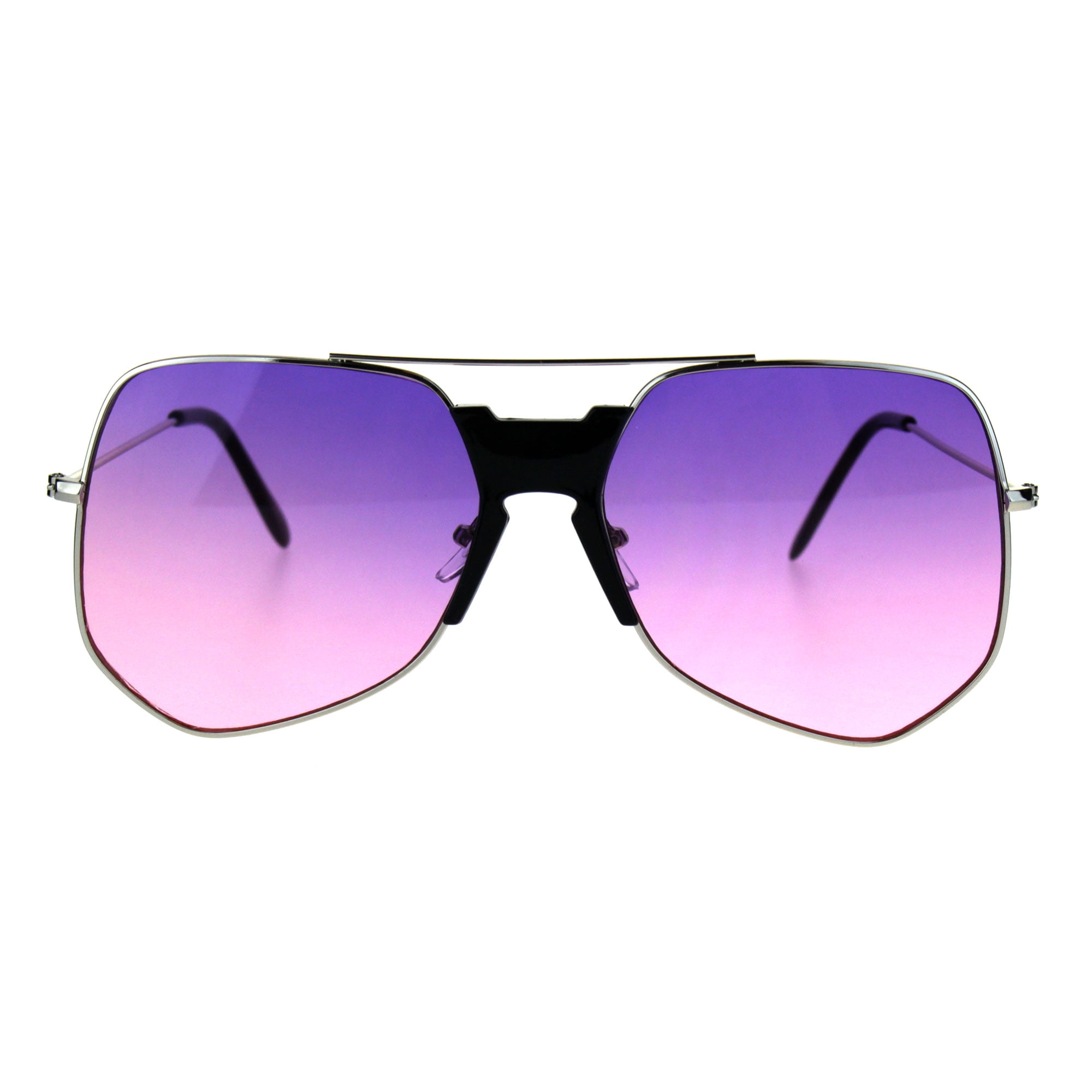 Oceanic Gradient Color Retro Pilot Metal Rim Plastic Bridge