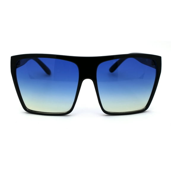 Oceanic Gradient Lens Flat Top Oversize Mob Plastic Sunglasses Black Blue Yellow