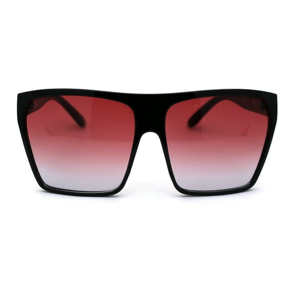 Oceanic Gradient Lens Flat Top Oversize Mob Plastic Sunglasses Black Red Grey